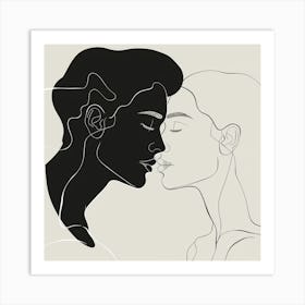 Black And White Portrait Of A Couple Art Print