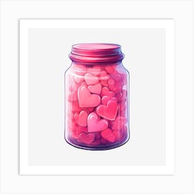 Pink Hearts In A Jar 12 Art Print