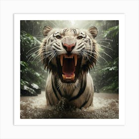 White Tiger In The Rain 5 Art Print