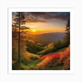 Sunset In The Mountains 81 Art Print