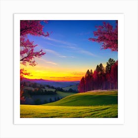 Sunset In The Mountains 15 Art Print