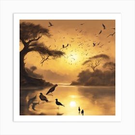 Sunset In The Savannah Art Print