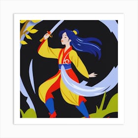 Chinese Girl With Sword Art Print