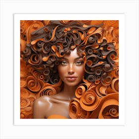 Abstract Woman With Curly Hair Art Print