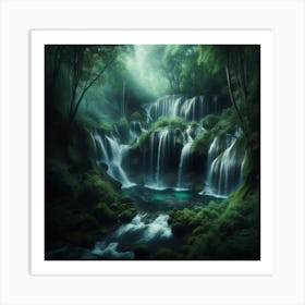 Waterfall In The Forest 31 Art Print