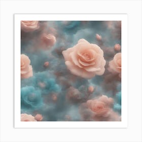 Pink Wallpaper Roses Art Print