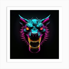 Neon Wolf Head 8 Art Print