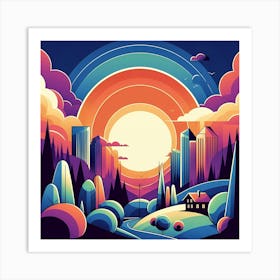 Rainbow City Art Print