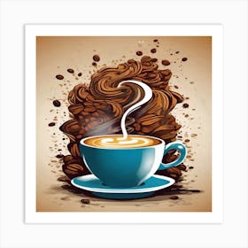 Coffee Cup With Coffee Beans Art Print