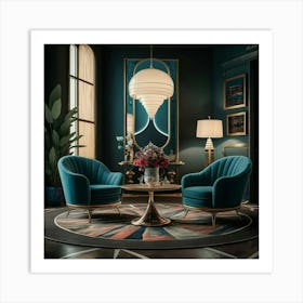 Blue Living Room Art Print