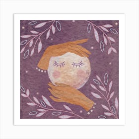 Moon In Her Hands Square Art Print