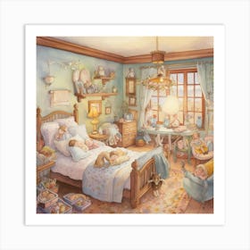 Teddy Bear Bedroom Art Print