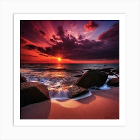 Sunset At The Beach 215 Art Print