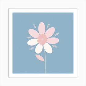 A White And Pink Flower In Minimalist Style Square Composition 656 Art Print