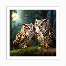 Owls In The Forest Art Print