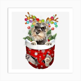 Schnauzer Reindeer In Pocket Christmas Dog Lovers Pajama Art Print