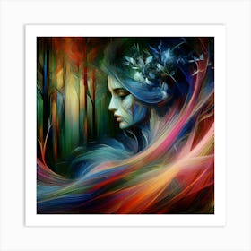 Woman In The Forest Art Print