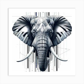 Elephant Bull - Abstract Line Art Illustration 278 Art Print