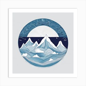 Moon And Mountains Art Print