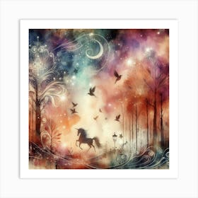 Unicorn In The Forest 1 Art Print