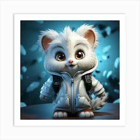 White Cat In A Jacket Art Print