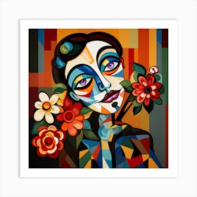 'The Woman With Flowers' Art Print