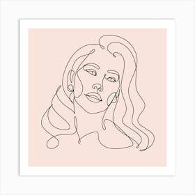 Line art woman Art Print