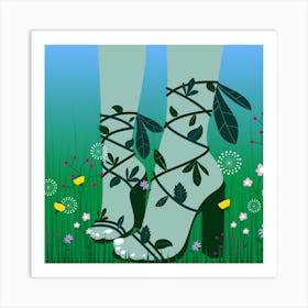 Grow Where Your Are Planted Green Square Art Print