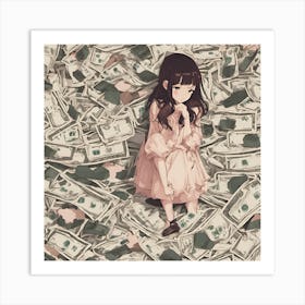 Money Girl Sad Art Print