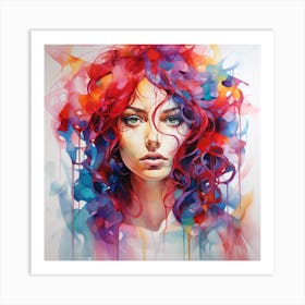 Woman With Colorful Hair 12 Art Print