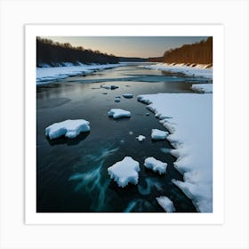 Ice Floes In The River Art Print