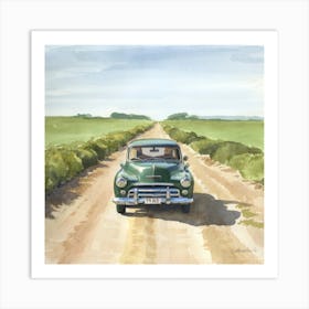 Old Car On Dirt Road Art Print