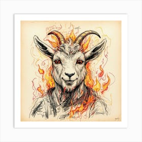 Goat In Flames 34 Art Print