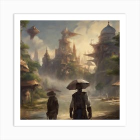 City In The Rain Art Print