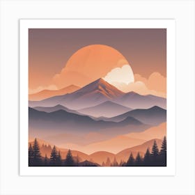 Misty mountains background in orange tone 57 Art Print