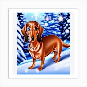 Dachshund winter Art Print