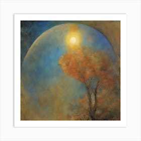 Moon And A Tree Art Print