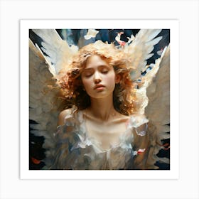 Watercolor Angels Fallen From The Sky Studio Photography Complex Details High Detail Art Print