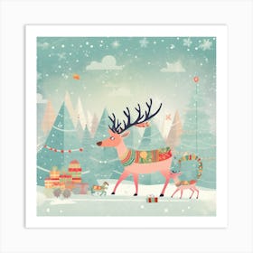 Christmas Deer 1 Art Print