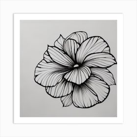 Hibiscus Flower Black and White Art Print