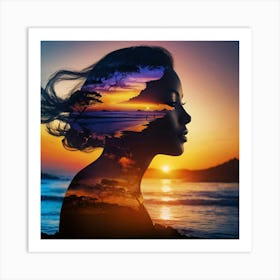 Sunset Portrait Of A Woman Art Print