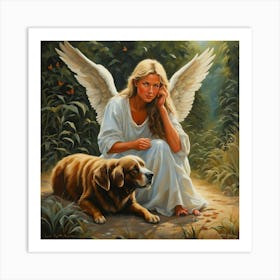 Angel And Dog Art Print