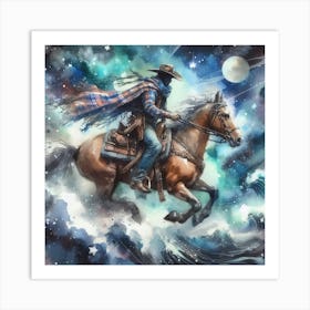 Cowboy On Horseback 4 Art Print