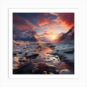 Sunset In The Arctic Art Print