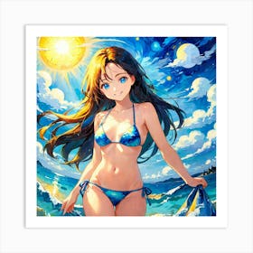 Anime Girl In Bikinihjbhj gj Art Print