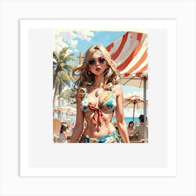 Sexy Girl In Bikini Art Print