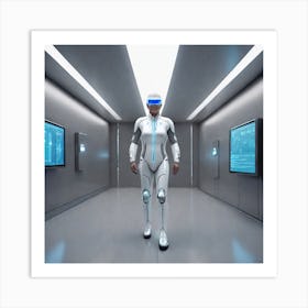 Futuristic Man In Futuristic Suit 2 Art Print