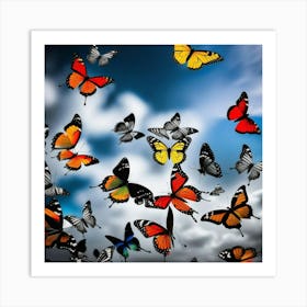 Colorful Butterflies In The Sky 4 Art Print