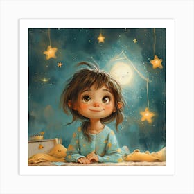 Little Girl In Pajamas 1 Art Print