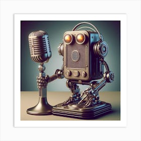 Robot With Microphone Art Print